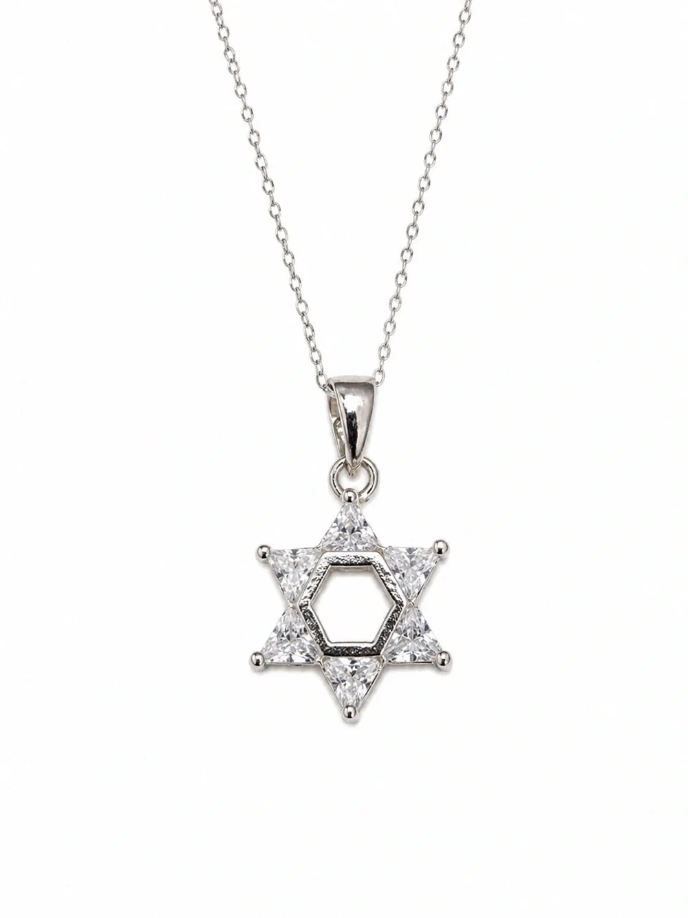 Star of David 925 Sterling Silver CZ Pendant